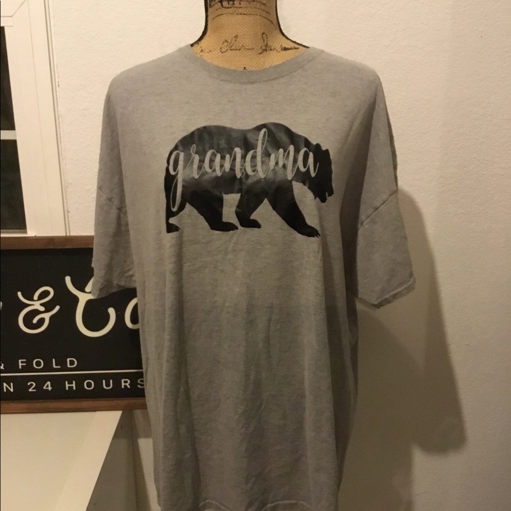 Plus size grey Grandma Bear T-shirt.